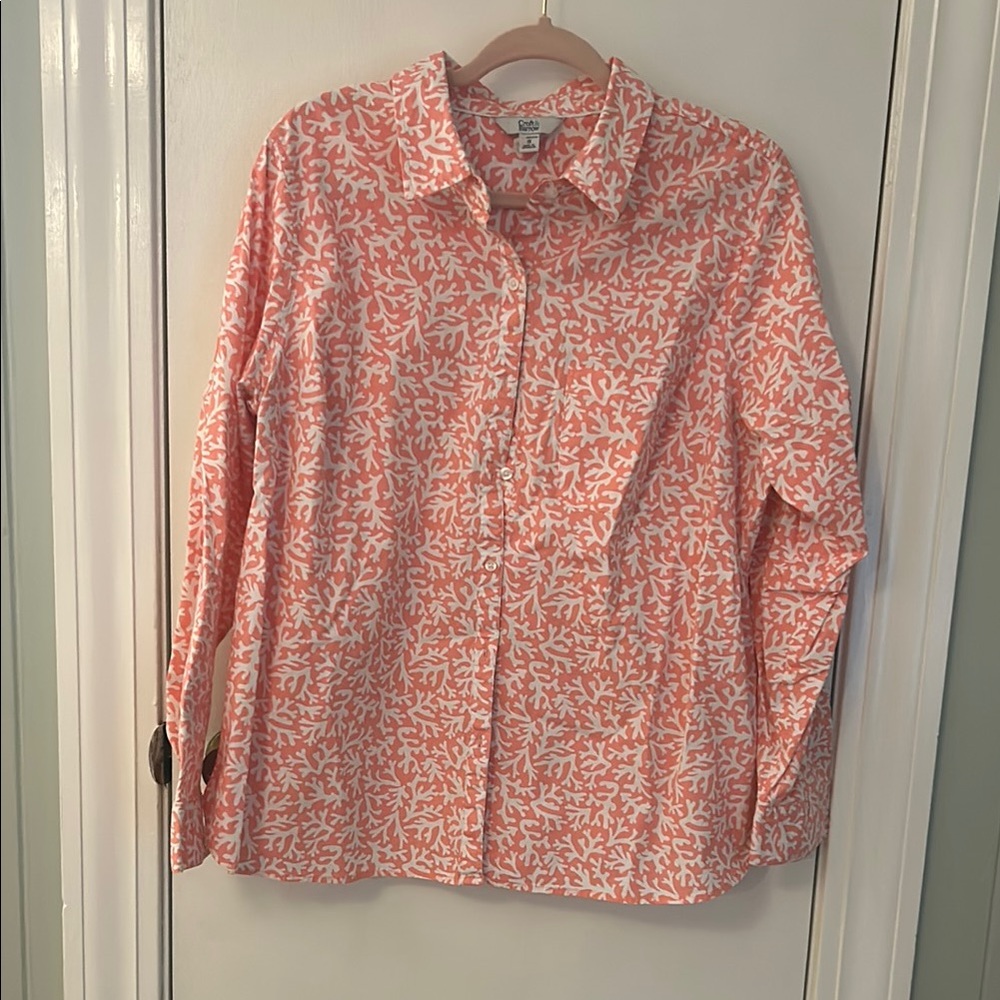Croft & Barrow Coral and White Patterned Blouse